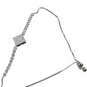 Stylish Silver Finish American Diamond <b>Bracelet</b> for Modern Wear Functions <b>Bracelet</b> for Women and Girls Sparkling Zircon Design - Product Image 2