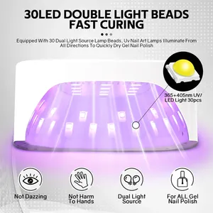 Lampe à ongles UV LED rechargeable avec détection automatique, 30 LED, séchoir à ongles sans fil pour le durcissement du vernis gel, outil de manucure professionnel - Product Image 3
