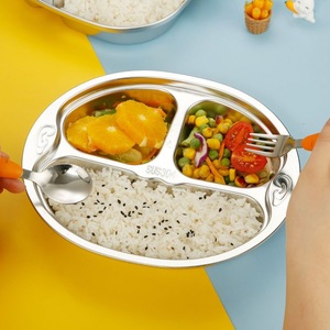 Smile Face Monkey Acero inoxidable 304 Plato de alimentación para bebés Plato de cena para niños Bandeja de comidas para niños - Product Image 4