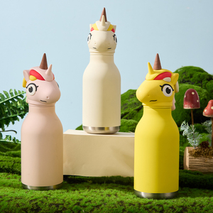 Tasse thermos sous vide pour enfants en acier inoxydable 316 Cartoon Dairy Unicorn Animal Head Design avec paille Bouteille d'eau pour enfants - Product Image 1