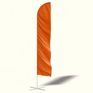 Bandeira de injeção de água laranja personalizada, bandeira de penas de cor sólida