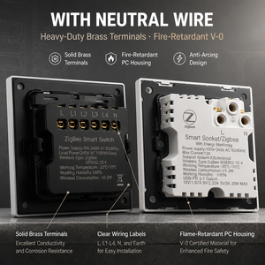 Prise intelligente Tuya Zigbee WiFi, type 86, 1, 2, 3 ou 4 voies, 13A, prise murale, 20W PD Type C, charge rapide, moniteur d'énergie, compatible Alexa et <span class=keywords><strong>Google</strong></span> - Product Image 6