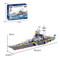 Blocs de construction WOMA TOY C0138, navires de guerre militaires, jouet pour enfants, modèle de flotte de guerre, brique KMS Bismarck, navire de guerre