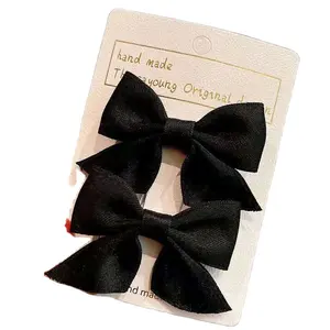 hair clip Hot sale lovely 2 p c s/ set Korea style butterfly bow Plain Color Bows Hairpin Baby hairpin cute tie hair clip