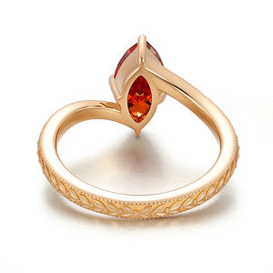 Bague vintage en or jaune massif 18K 14K avec rubis de laboratoire taille marquise, bijoux fins, création de bague sur mesure, cadeau pour la Saint-Valentin - Product Image 3