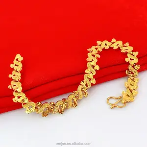 Онлайн Лидер продаж, сочетание песочного золота, браслет в форме сердца, ярмарка, латунный позолоченный женский браслет 24K, корейский модный женский браслет