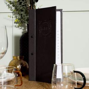 Porte-menu en cuir noir de haute qualité avec fixation par vis, porte-menu de luxe, format A5 A4 - Product Image 3