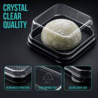 Boîte en blister carrée en PET écologique avec logo personnalisé, directement de l'usine, conteneur à pain en plastique transparent jetable, emballage alimentaire