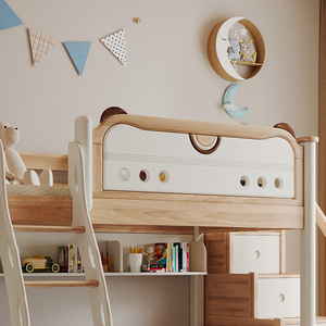 أثاث حديث للأطفال من فوشان سرير من الخشب الصلب سرير مرتفع للفتيات والأولاد مع خزانة سلم لاستخدام غرف النوم - Product Image 6