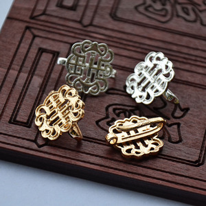 Pendentif bouton fait main en cuivre pur, couleur inaltérable, 23x19mm, épingle à cheveux, accessoires Hanfu Cheongsam, matériel DIY, sans nickel - Product Image 4