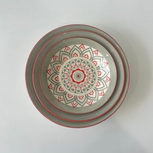 Elaborados motivos arabescos 18 piezas Pad impresión cerámica vajilla plato <span class=keywords><strong>de</strong></span> sopa conjunto para <span class=keywords><strong>6</strong></span> <span class=keywords><strong>personas</strong></span> sirve para la familia boda comedor - Product Image 5