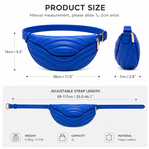 Sac de poitrine en similicuir matelassé ondulé, sac bandoulière croissant avec quincaillerie dorée, sac à bandoulière réglable pour femme - Product Image 5
