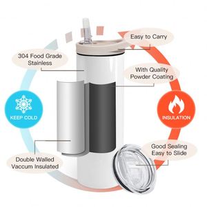 Food Grade 20Oz 30Oz Heat Sublimation Straight Double Wall Stainless Steel Lid Straw Tumbler <b>Bottle</b> Cup With Threaded Seal Lid - Product Image 5