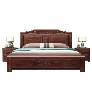 Chinese Style Solid Wood Bed Schlaf Zimmer Bett 1.8m Double Bed Bedroom Furniture With Storage Bed Panel
