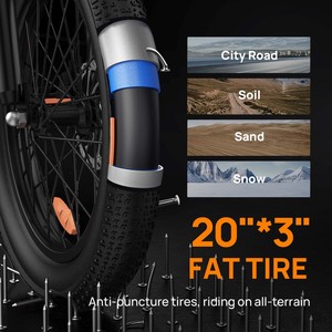 จักรยานไฟฟ้าล้อโต 20x3.0 รับสั่งซื้อจำนวนมาก แบตเตอรี่ถอดได้ 48V 13Ah มอเตอร์ฮับหลังแบบไร้แปรงถ่าน 250W 7 สปีด ส่งตรงจากโรงงาน - Product Image 4
