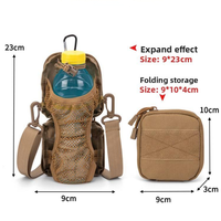 Housse de bouteille d'eau personnalisée imperméable en nylon, support de gourde avec sangle, sac pliable extensible pour camping, randonnée, cyclisme en extérieur
