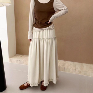 Parapluie <span class=keywords><strong>mi</strong></span>-long taille haute <span class=keywords><strong>noir</strong></span> respirant <span class=keywords><strong>jupe</strong></span> décontractée polyvalente à impression numérique pour naturel - Product Image 3
