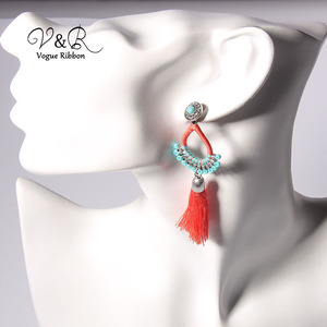 joyas de piedra de pavimentación de Textil envuelto con cuentas borla Frange gota <span class=keywords><strong>pendientes</strong></span> de cristal de Murano <span class=keywords><strong>pendientes</strong></span> - Product Image 6