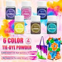 Kit de poudre de teinture tie-dye écologique 6 couleurs, 30g par flacon, colorants textiles réactifs pour vêtements d'enfants et d'adultes, teinture manuelle DIY