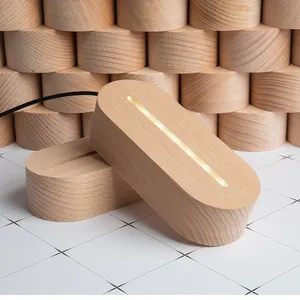 Base de veilleuse USB fun 3D en bois massif, filet rouge pour l'intérieur de la chambre à coucher, éclairage LED, base de veilleuse