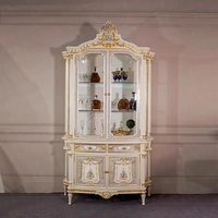 Armoire à vin de luxe en bois massif de style français, armoire peinte à la main pour le salon, présentoir et rangement mural à 2 portes