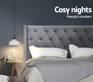 Cabecera <span class=keywords><strong>de</strong></span> Cama Queen Size Gris Premium con Diseño <span class=keywords><strong>de</strong></span> Alas y Botones, Precio <span class=keywords><strong>de</strong></span> Fábrica - Product Image 4