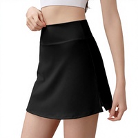 Jupe de sport sexy pour femme, effet deux-pièces, anti-roulement, pour yoga, fitness et tennis, avec contrôle du ventre, en Spandex/Nylon, haute taille, couleur unie, été