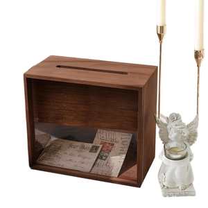 Customized Retro Wooden <b>Card</b> Storage <b>Box</b> Square Transparent Acrylic <b>Wedding</b> Souvenir <b>Box</b> Covered Design - Product Image 5
