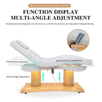 Lit de massage électrique personnalisé avec base en métal imitation bois, système à 4 moteurs, fonction chauffante, revêtement PU, pour extensions de cils et spa