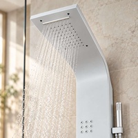 EC-1020 Panneau de douche mural de haute qualité en acier inoxydable poli moderne avec robinets doseurs à noyau en céramique et jets de massage pluie