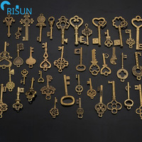 Usine personnalisée 3D grand squelette clé finition bronze Antique Llavero porte-clés porte-clés personnalisé antique porte-clés