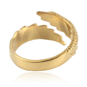 Wing Shape <b>Titanium</b> Steel <b>Ring</b> Men's Punk Style Fashion Jewelry Gold Color 24030 - Product Image 2