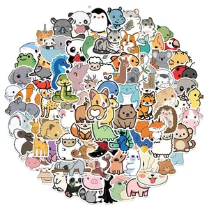 50 pièces mignon animaux autocollants vinyle étanche enfants téléphone planche à roulettes ordinateur portable autocollants personnalisé découpé autocollant pack