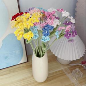 Nueva Llegada 7-Cabeza <span class=keywords><strong>de</strong></span> Ganchillo <span class=keywords><strong>de</strong></span> Lana <span class=keywords><strong>de</strong></span> Punto Flor Ornamento Multi-Color Forget-me-not Rama Perla Hoja Día <span class=keywords><strong>de</strong></span> San Valentín Año Nuevo - Product Image 2