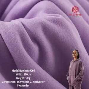 high end free sample 65% viscose 27% polyester 8% spandex brushed rayon polyester elastic fabric for hoodies