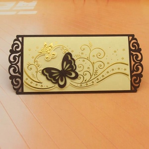 Inviti Matrimoniali in Legno e Carta con Farfalla in Perla Bianca di Grado A, Fatti a Mano con Lamina a Caldo, 23x10,5cm, Nuovo Design Esclusivo - Product Image 5