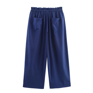 <span class=keywords><strong>Pantaloni</strong></span> Casual alla Moda per <span class=keywords><strong>Donna</strong></span>, Lunghezza alla Caviglia, Colore <span class=keywords><strong>Blu</strong></span> <span class=keywords><strong>Scuro</strong></span> con Coulisse in Vita - Product Image 2