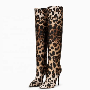 Leopard Prints Women Knee High Boots Thin Heel Animal Shoes Zebra Pattern on Women's Stiletto <b>Long</b> Booties - Product Image 6