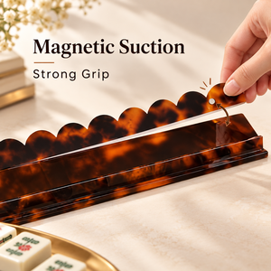 Custom Clear Acrylic American Mahjong Rack with Pusher 18 Inch Wave Tortoiseshell Mahjong Row Ruler <b>Tile</b> Holder 4-Player - Product Image 1