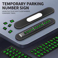 Placa de número de teléfono de estacionamiento temporal para coche, soporte móvil que brilla en la oscuridad, Metal + PU, Kits interiores para salpicadero, esencial de gama alta