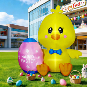 Decoración Inflable de Pascua, Pollito Amarillo de 1.5 Metros de Altura con Huevo, Luces LED Integradas, para Hogar, Jardín, Césped, Fiestas y Celebraciones de Pascua - Product Image 4