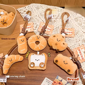 Wholesale Cute Doll Keychain Soft Small Accessory Pendant In Toy Bag Hanging Chain Bag Charms Delicious Bread Design