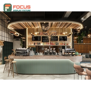 Contemporary Coffee Service Counter Barista Station Front Register Natural Oak Cafe Counter - Product Image 4