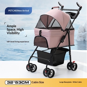 Poussette portable et pliable pour animaux de compagnie, chariot à pousser pour chiens et chats de petite et moyenne taille, Teddy, pour l'extérieur - Product Image 2