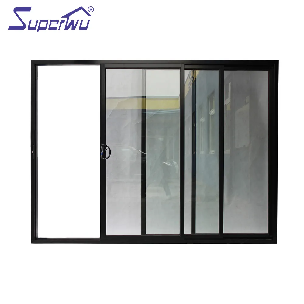 FL Miami Code huracán impacto personalizado aluminio doble acristalamiento vidrio laminado gran vista puerta corredera resistente