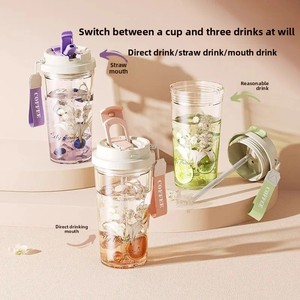 Bouteille d'eau portable en plastique de 600 ml pour enfants, mignonne, avec paille, écologique et de haute qualité, résistante à l'eau bouillante, non compatible lave-vaisselle - Product Image 2