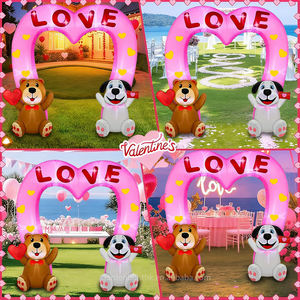 ตุ๊กตาหมีเป่าลมขนาด 8 ฟุต สำหรับวันวาเลนไทน์ ถือหัวใจและซองจดหมายรูปหัวใจสีชมพู ซุ้มโค้งรูปหัวใจสีชมพู สำหรับตกแต่งสวน งานปาร์ตี้ งานแต่งงาน - Product Image 4