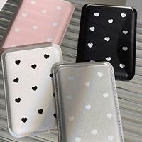Étui portefeuille universel en cuir PU magnétique à motif cœur pleine surface pour cartes d'identité Samsung iPhone