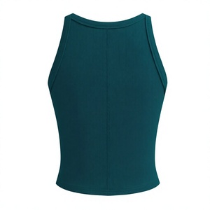 Débardeur d'été fin pour femme, court, uni, respirant, col rond, en coton, sans manches, décontracté, avec logo personnalisé, pour le fitness et le streetwear - Product Image 4