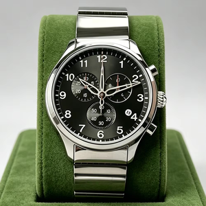 Montres à quartz pour hommes et femmes, design simple en forme de pièce de monnaie, acier inoxydable, 22 mm, <span class=keywords><strong>étanche</strong></span>, cristal saphir, chronographe - Product Image 2